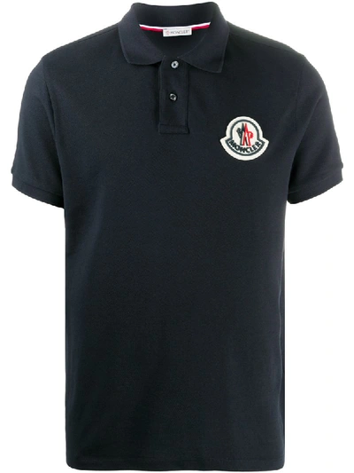 Shop Moncler Logo-patch Polo Shirt In Blue