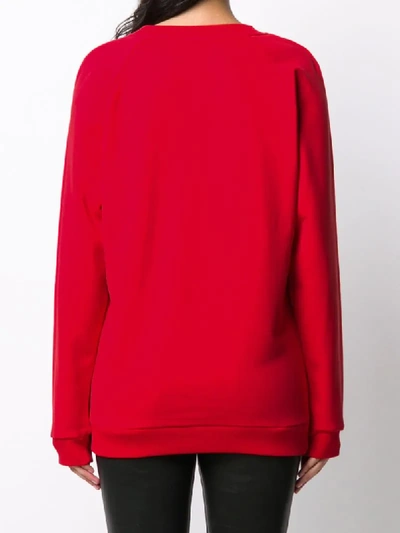 Shop Balmain Logo Print Sweatshirt In Red