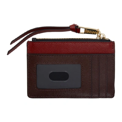 Shop Marc Jacobs Black And Burgundy Small Snapshot Top Zip Card Holder In 014 Black/c