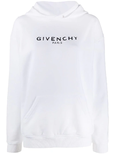 Shop Givenchy Vintage-effect Logo Oversized Hoodie In White