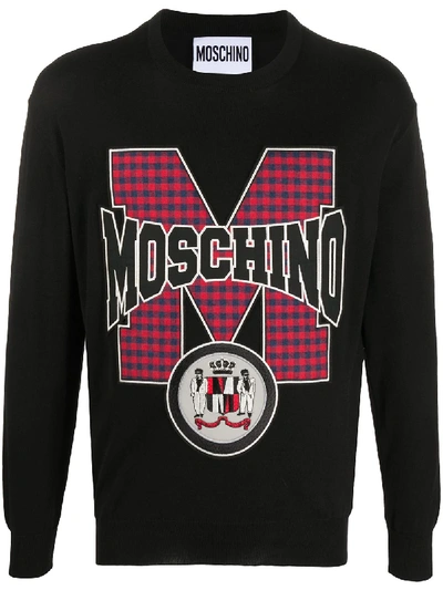 Shop Moschino Logo Patch Sweatshirt In Black