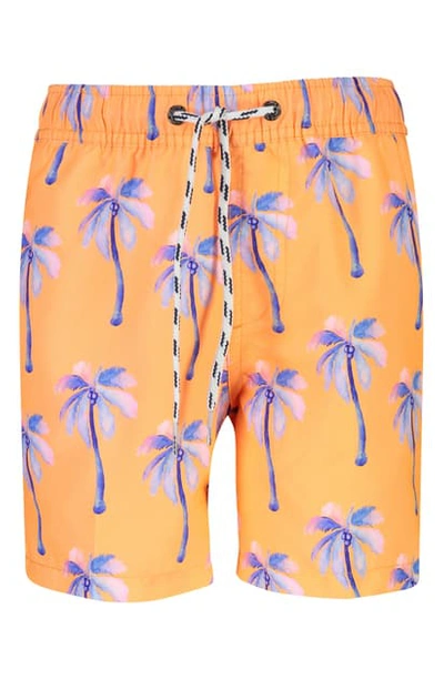 Snapper Rock Kids' Sunset Moorings Palm Volley Swim Trunks In Orange ...