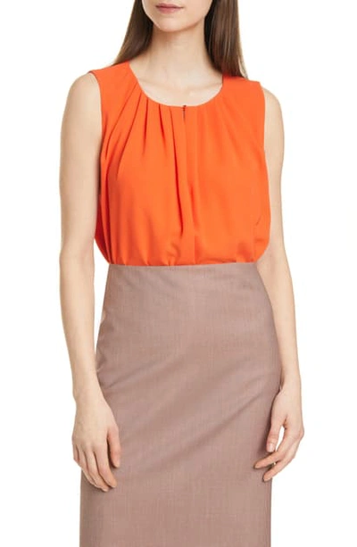 Shop Hugo Boss Irvetta Sleeveless Blouse In Fiery Orange