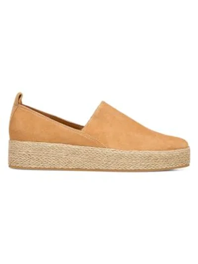 Shop Vince Women's Saxon Suede Espadrille Platform Sneakers In Tan