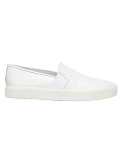 Shop Vince Blair Croc-embossed Leather Slip-on Sneakers In Optic White