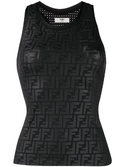 Shop Fendi Ff Monogram-print Tank Top In Black
