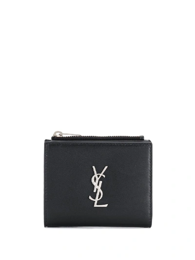 Shop Saint Laurent Monogram Motif Wallet In Black