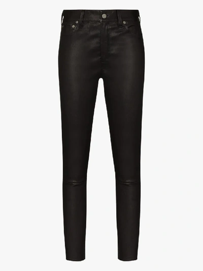 Shop Polo Ralph Lauren Lauren Skinny Leather Trousers In Black