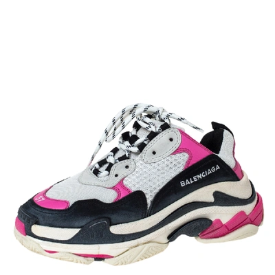 Pre-owned Balenciaga Multicolor Nubuck, Mesh And Leather Triple S Trainer Trainers Size 37