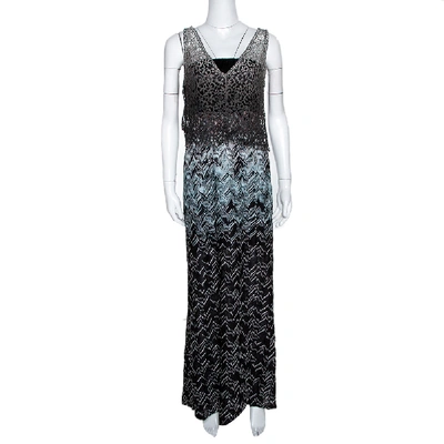 Pre-owned Missoni Black Ombre Zig Zag Knit Strapless Maxi Dress & Top Set M