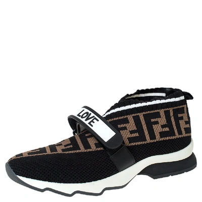 Pre-owned Fendi Multicolor Ff Monogram Knit Fabric Rockoko Sneakers Size 38