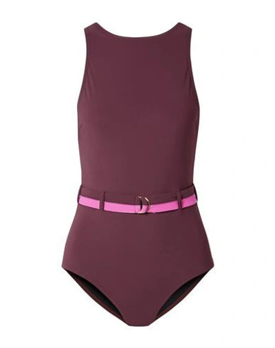 Shop Karla Colletto One-piece Swimsuits In Deep Purple