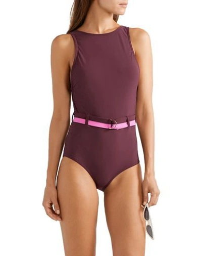 Shop Karla Colletto One-piece Swimsuits In Deep Purple