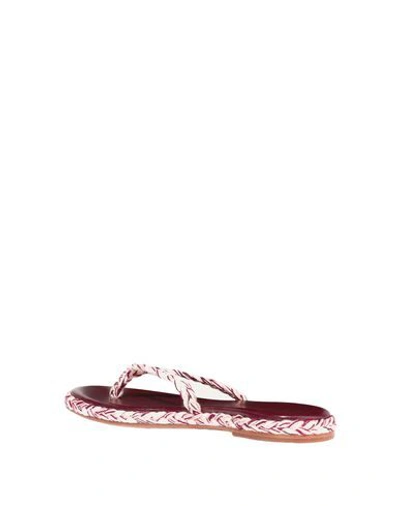 Shop Antolina Paris Woman Toe Strap Sandals Burgundy Size 10 Textile Fibers In Red