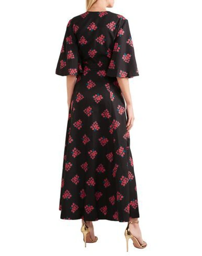 Shop Rebecca De Ravenel Woman Long Dress Black Size 2 Cotton, Silk