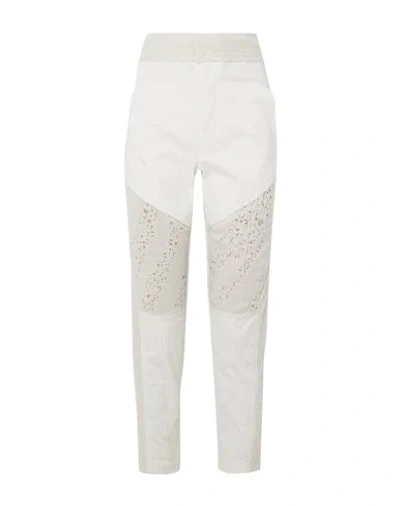 Shop Asai Woman Pants White Size 6 Cotton, Polyester, Polyurethane, Wool