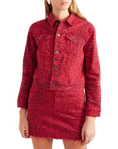 Shop Current Elliott Current/elliott Woman Denim Outerwear Red Size 2 Cotton, Elastane
