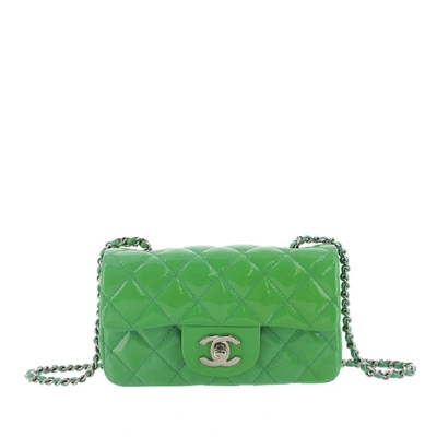 Pre-owned Classic Mini Patent Leather Single Flap Bag In Green
