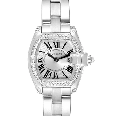 Shop Cartier Roadster White Gold Diamond Ladies Watch We5002x2 Box Papers In Not Applicable