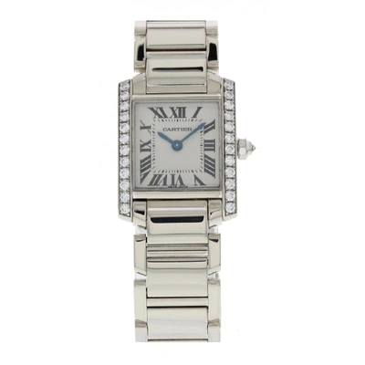 Shop Cartier Tank Francaise 2403 18k White Gold & Diamonds In Not Applicable
