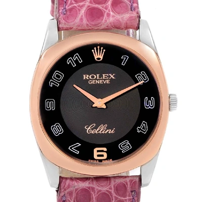 Shop Rolex Cellini Danaos White Rose Gold Pink Strap Watch 4233 Box Papers In Not Applicable