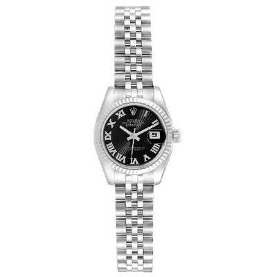 Shop Rolex Datejust Steel White Gold Black Sunbeam Dial Ladies Watch 179174 In Not Applicable
