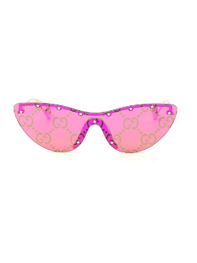 Shop Gucci Pink Acetate Sunglasses