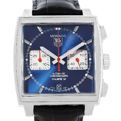 Shop Tag Heuer Monaco Calibre 12 Blue Dial Chronograph Watch Caw2111 In Not Applicable
