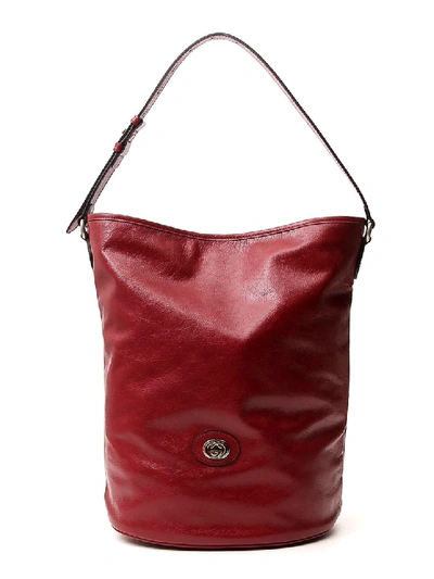 Shop Gucci Burgundy Leather Shoulder Bag In Red