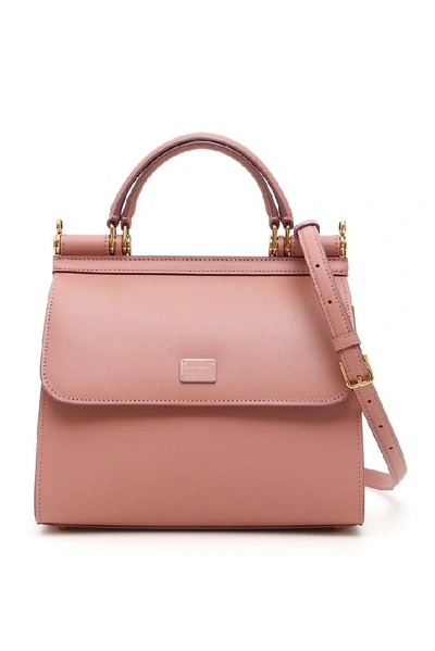 Shop Dolce & Gabbana Sicily Pink Leather Handbag