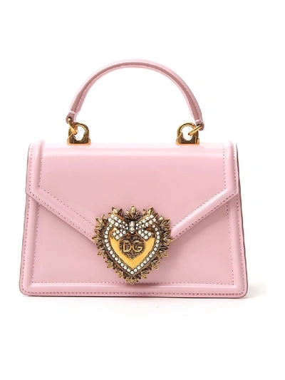Shop Dolce & Gabbana Devotion Pink Leather Handbag