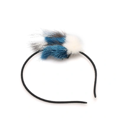 Shop Fendi Fur-trimmed Headband In White