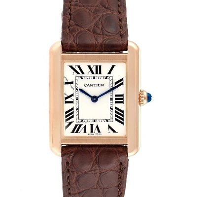 Shop Cartier Tank Solo Rose Gold Steel Brown Dial Ladies Watch W5200024 In Not Applicable