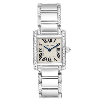 Shop Cartier Tank Francaise White Gold Diamond Ladies Watch We1002sf In Not Applicable