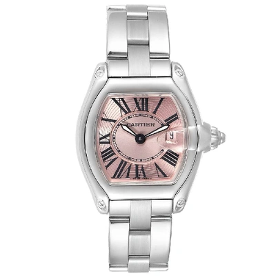 Shop Cartier Roadster Pink Dial Steel Ladies Watch W62017v3 Box Papers Strap In Not Applicable
