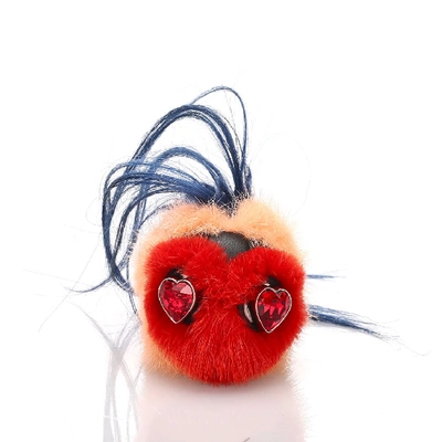 Shop Fendi Heart Bug Bag Charm In Neutrals