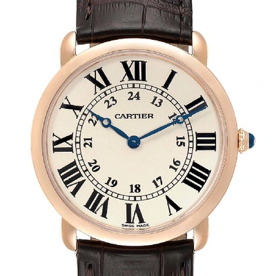 Shop Cartier Ronde Louis Rose Gold Silver Dial Mens Watch W6800251 In Not Applicable