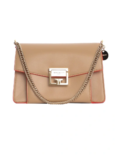 Shop Givenchy Gv3 Small Nude Leather Shoulder Bag In Neutrals