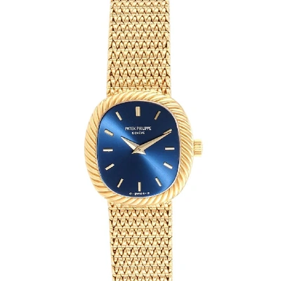 Shop Patek Philippe Golden Ellipse 18k Yellow Gold Blue Dial Ladies Watch 4461 In Not Applicable
