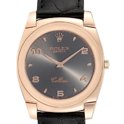 Shop Rolex Cellini Cestello 18k Rose Gold Slate Dial Mens Watch 5330 In Not Applicable