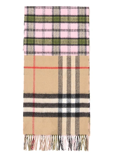 Shop Burberry Pink Cashmere Scarf In Multicolor