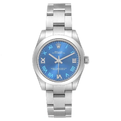 Shop Rolex Oyster Perpetual Midsize 31 Blue Dial Ladies Watch 177200 Box Card In Not Applicable