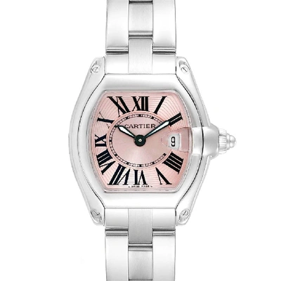 Shop Cartier Roadster Pink Dial Small Model Steel Ladies Watch W62017v3 In Not Applicable