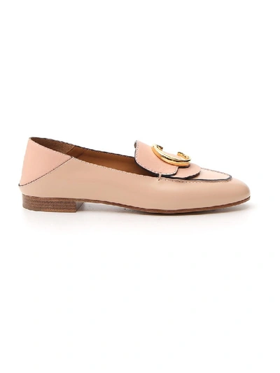 Shop Chloé Pink Leather Loafers In Neutrals