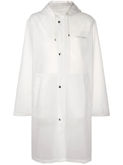 Shop Vetements Long Logo Raincoat In White