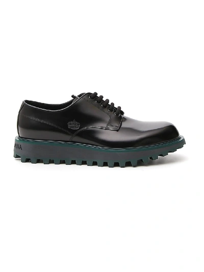 Shop Dolce & Gabbana Black Leather Lace-up Shoes