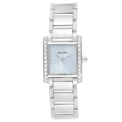 Shop Cartier Tank Francaise White Gold Blue Dial Diamond Ladies Watch 2403 In Not Applicable