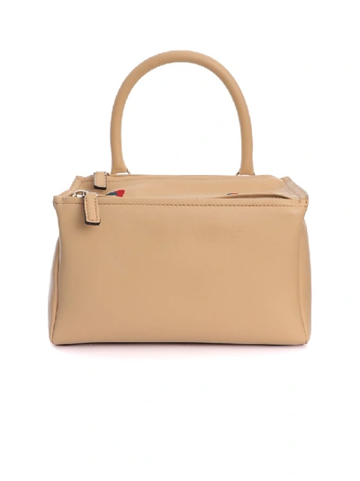 Shop Givenchy Pandora Small Beige Leather Shoulder Bag In Neutrals