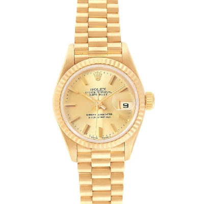 Shop Rolex President Datejust 26mm 18k Yellow Gold Ladies Watch 79178 In Not Applicable