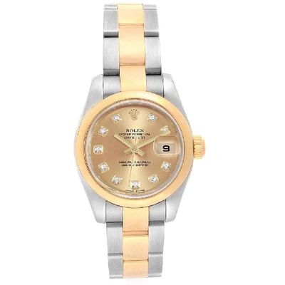 Pre-owned Rolex Datejust 26 Steel Yellow Gold Diamond Ladies Watch 179163 In Not Applicable